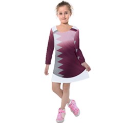 Qatar Flag Country Nation National Kids  Long Sleeve Velvet Dress by Sapixe