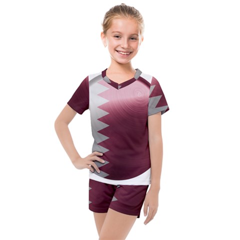 Qatar Flag Country Nation National Kids  Mesh Tee And Shorts Set by Sapixe