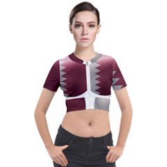 Qatar Flag Country Nation National Short Sleeve Cropped Jacket by Sapixe