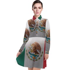 Mexico Flag Country National Long Sleeve Chiffon Shirt Dress by Sapixe