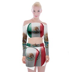 Mexico Flag Country National Off Shoulder Top With Mini Skirt Set by Sapixe