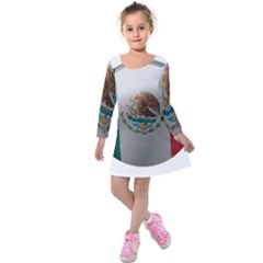 Mexico Flag Country National Kids  Long Sleeve Velvet Dress by Sapixe