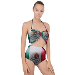 Mexico Flag Country National Scallop Top Cut Out Swimsuit by Sapixe