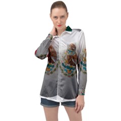 Mexico Flag Country National Long Sleeve Satin Shirt