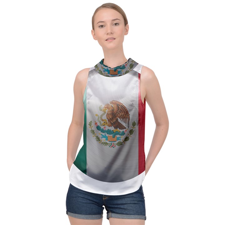 Mexico Flag Country National High Neck Satin Top