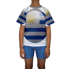 Uruguay Flag Country Symbol Nation Kids  Short Sleeve Swimwear by Sapixe