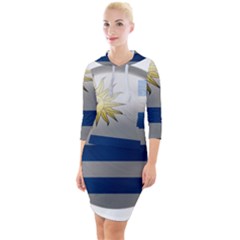 Uruguay Flag Country Symbol Nation Quarter Sleeve Hood Bodycon Dress by Sapixe