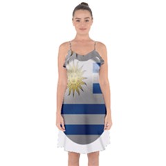 Uruguay Flag Country Symbol Nation Ruffle Detail Chiffon Dress by Sapixe