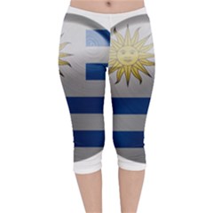 Uruguay Flag Country Symbol Nation Velvet Capri Leggings 