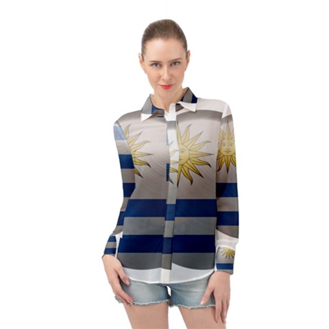 Uruguay Flag Country Symbol Nation Long Sleeve Chiffon Shirt by Sapixe