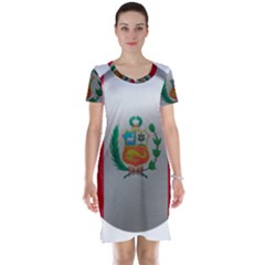 Peru Flag Country Symbol Nation Short Sleeve Nightdress by Sapixe