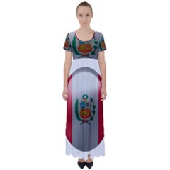 Peru Flag Country Symbol Nation High Waist Short Sleeve Maxi Dress