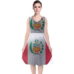 Peru Flag Country Symbol Nation V-neck Midi Sleeveless Dress  by Sapixe