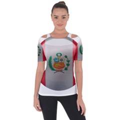 Peru Flag Country Symbol Nation Shoulder Cut Out Short Sleeve Top by Sapixe