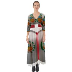 Peru Flag Country Symbol Nation Button Up Boho Maxi Dress