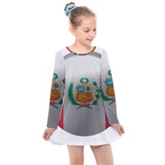 Peru Flag Country Symbol Nation Kids  Long Sleeve Dress