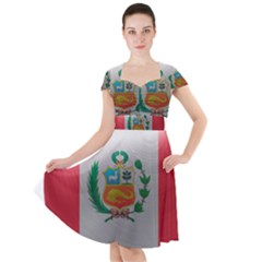 Peru Flag Country Symbol Nation Cap Sleeve Midi Dress by Sapixe