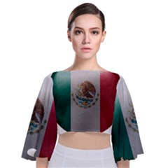 Flag Home Country National Symbol Tie Back Butterfly Sleeve Chiffon Top by Sapixe