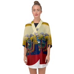 Ecuador Flag Ecuadorian Country Half Sleeve Chiffon Kimono by Sapixe