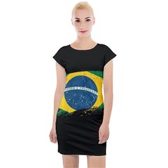 Flag Brazil Country Symbol Cap Sleeve Bodycon Dress