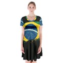 Flag Brazil Country Symbol Short Sleeve V-neck Flare Dress View1