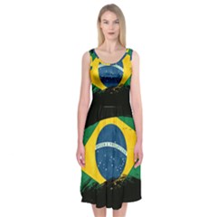 Flag Brazil Country Symbol Midi Sleeveless Dress by Sapixe