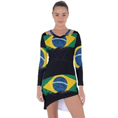 Flag Brazil Country Symbol Asymmetric Cut-out Shift Dress by Sapixe