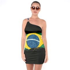 Flag Brazil Country Symbol One Soulder Bodycon Dress