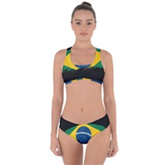 Flag Brazil Country Symbol Criss Cross Bikini Set by Sapixe