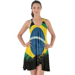 Flag Brazil Country Symbol Show Some Back Chiffon Dress by Sapixe