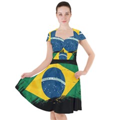 Flag Brazil Country Symbol Cap Sleeve Midi Dress by Sapixe