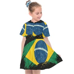 Flag Brazil Country Symbol Kids  Sailor Dress