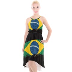 Flag Brazil Country Symbol High-low Halter Chiffon Dress  by Sapixe