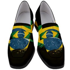 Flag Brazil Country Symbol Women s Chunky Heel Loafers by Sapixe