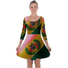 Bolivia Flag Country National Quarter Sleeve Skater Dress by Sapixe