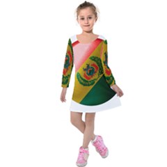 Bolivia Flag Country National Kids  Long Sleeve Velvet Dress by Sapixe