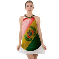 Bolivia Flag Country National Halter Tie Back Chiffon Dress by Sapixe