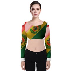 Bolivia Flag Country National Velvet Long Sleeve Crop Top by Sapixe