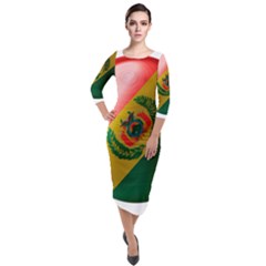 Bolivia Flag Country National Quarter Sleeve Midi Velour Bodycon Dress