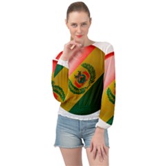 Bolivia Flag Country National Banded Bottom Chiffon Top by Sapixe