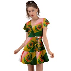 Bolivia Flag Country National Flutter Sleeve Wrap Dress by Sapixe