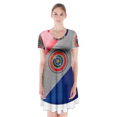 Paraguay Flag Country Nation Short Sleeve V-neck Flare Dress by Sapixe