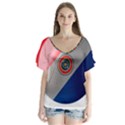 Paraguay Flag Country Nation V-Neck Flutter Sleeve Top View1