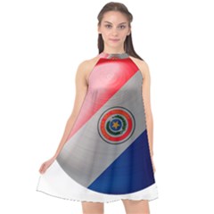 Paraguay Flag Country Nation Halter Neckline Chiffon Dress 