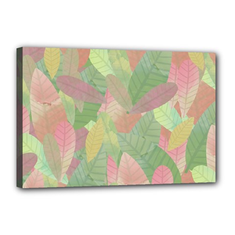 Watercolor Leaves Pattern Canvas 18  X 12  (stretched) by Valentinaart