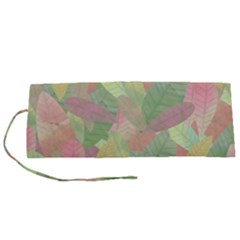 Watercolor Leaves Pattern Roll Up Canvas Pencil Holder (s)