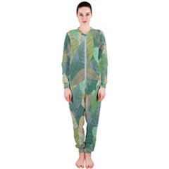 Watercolor Leaves Pattern Onepiece Jumpsuit (ladies)  by Valentinaart