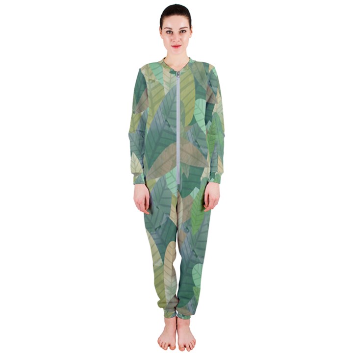 Watercolor leaves pattern OnePiece Jumpsuit (Ladies) 