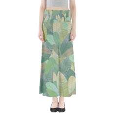 Watercolor Leaves Pattern Full Length Maxi Skirt by Valentinaart