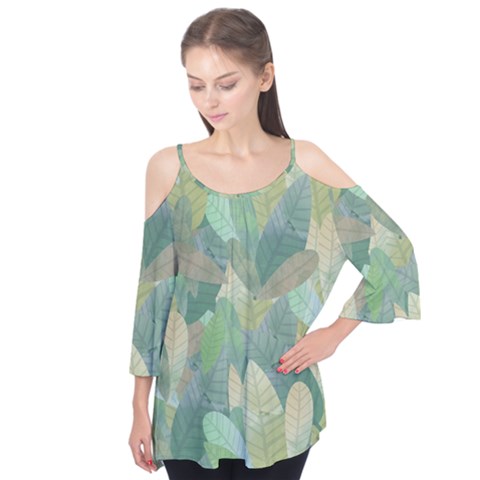 Watercolor Leaves Pattern Flutter Tees by Valentinaart